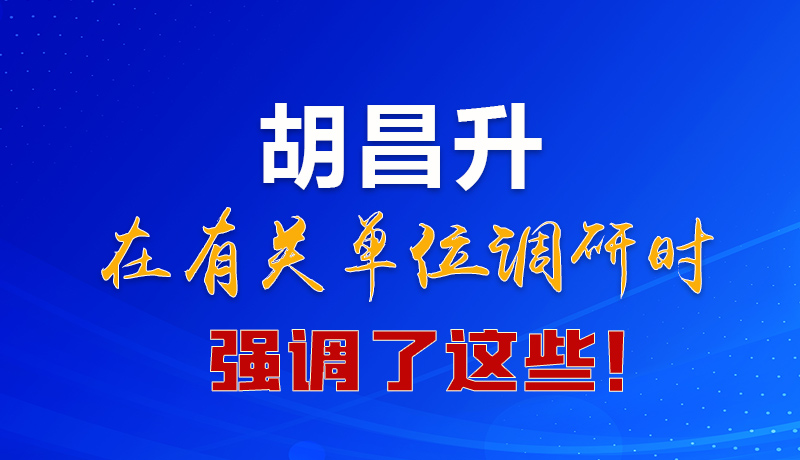 圖解|胡昌升在有關單位調研時強調了這些！